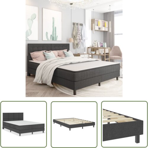 The Living Store Boxspring postelja temno sivo blago 160x200 cm - Boxspring Postelja, (21737350) Cene