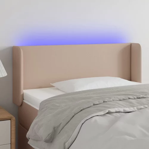 vidaXL LED posteljno vzglavje kapučino 93x16x78/88 cm umetno usnje