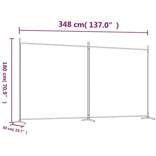 VidaXL Paravan 2-delni bel 348x180 cm blago Slike