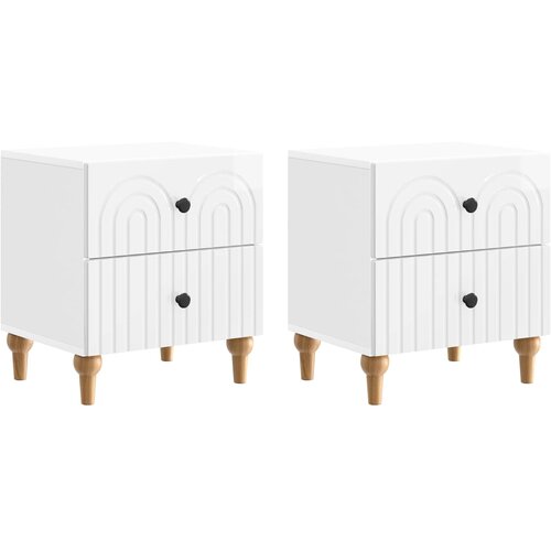 Noćni ormar 2 pcs Bijela visokog sjaja 43 x 34,5 x 48 cm Cene
