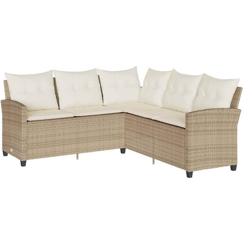 vidaXL L-oblikovani kauč s jastucima bež poli ratan - Bež Krem bijela l-shaped sofa 1 Cene