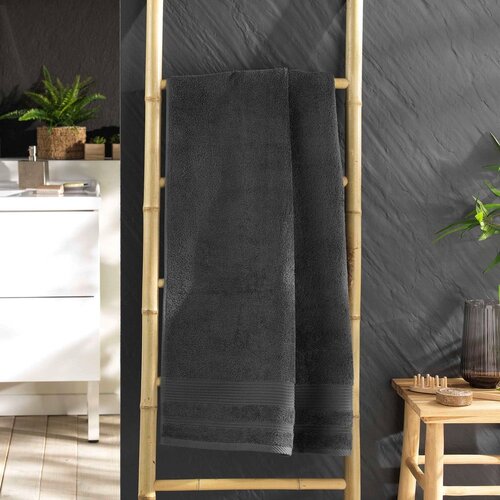 Douceur d int&amp;eacute;rieur Temno siva bombažna brisača iz frotirja 70x130 cm Tendresse &amp;ndash; Slike