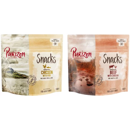 Purizon Promotivna mješavina Snacks za pse 2 x 100 g - govedina i piletina / piletina i riba