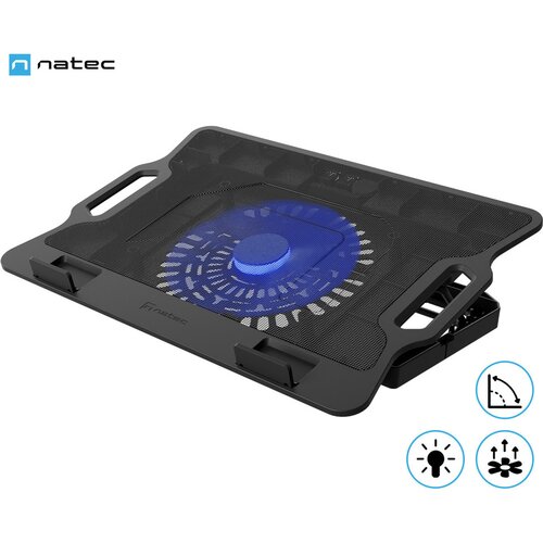 Natec dipper 2 hladilno stojalo za prenosnike, do 17.3", 6 stopenj naklona, 180mm ventilator, nastavljiva hitrost, led osvetlitev, 2x usb type-a, črno, (21729994) Cene