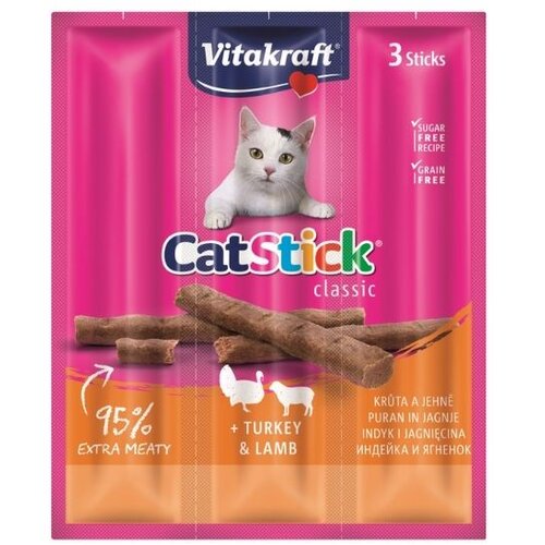 Vitakraft Pribolj&amp;scaron;ek Cat Stick puran/jagnjetina 3 kos Slike