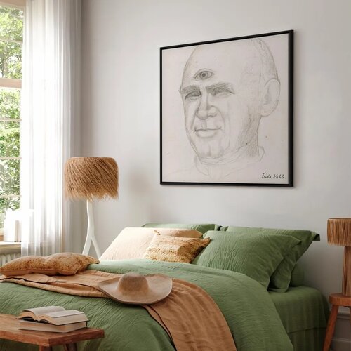  Slika - Frida Kahlo &amp;ndash; Portrait of Nacho Aguirre 60x60 U crnom drvenom okviru Slike