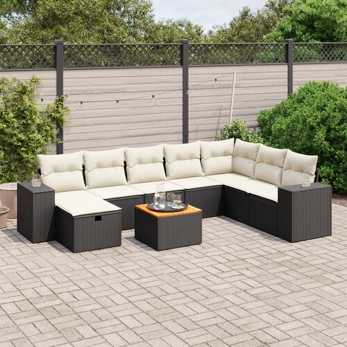  9-dijelni set vrtnih sofa s jastucima crni od poliratana Crna 83 x 62 x 69 cm Slike
