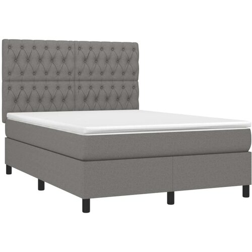  Krevet box spring s madracem LED tamnosivi 140x200 cm tkanina Slike
