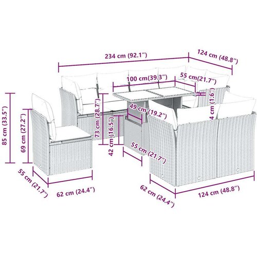VidaXL 9-dijelni set vrtnih sofa od poliratana s jastucima svjetlosivi Slike