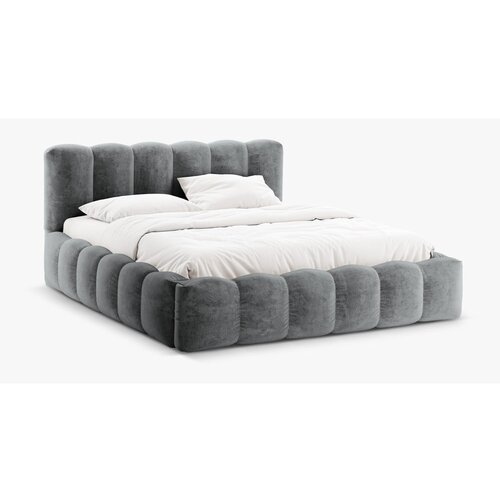 Micadoni Home Sivi tapecirani bračni krevet s prostorom za odlaganje s podnicom 200x200 cm Lupine – Cijene