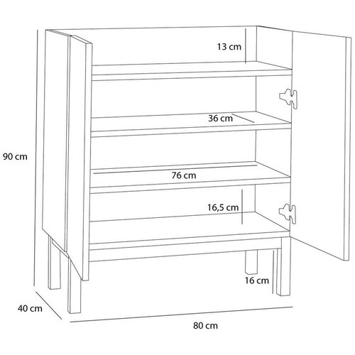 H&amp;uuml;bsch Ormarić u dekoru hrasta u prirodnoj boji 80x90x40 cm Ark &amp;ndash; Slike