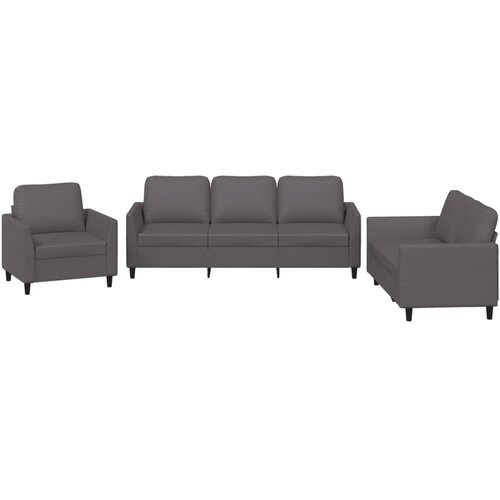 Maison Chic Sedežna garnitura - kavč 3-delna z blazinami sivo umetno usnje, (21728719) Cene