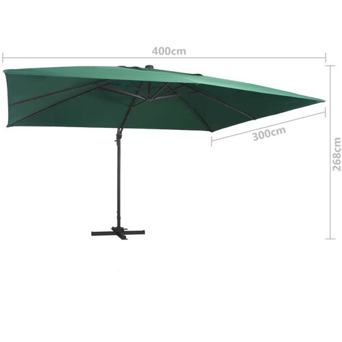 vidaXL konzolni suncobran s aluminijskom &scaron;ipkom led 400x300 cm zeleni Cijene