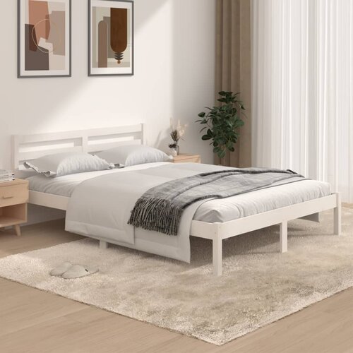 Furnova Posteljni okvir iz trdne borovine 135x190 cm bel, (21935769) Slike