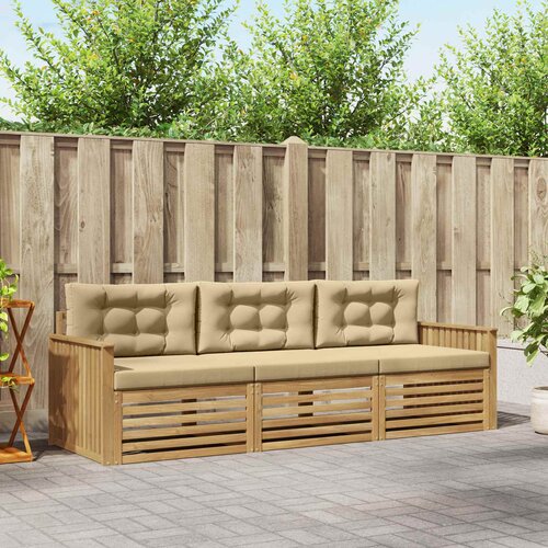  Set vanjskih sofa 3 kom. Bijela i bež Čvrsto drvo akacije Cene