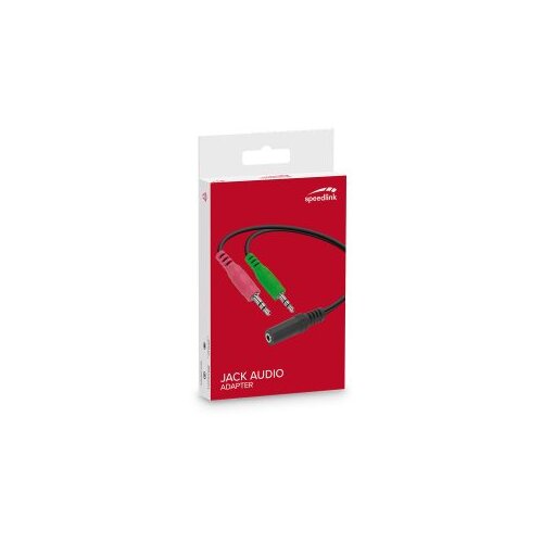 Audio adapter jack Speedlink, male 2&amp;times;3,5mm 3-pin to female 3,5mm 4-pin, black adapter za slu&amp;scaron;alice SL-170305-BK Slike