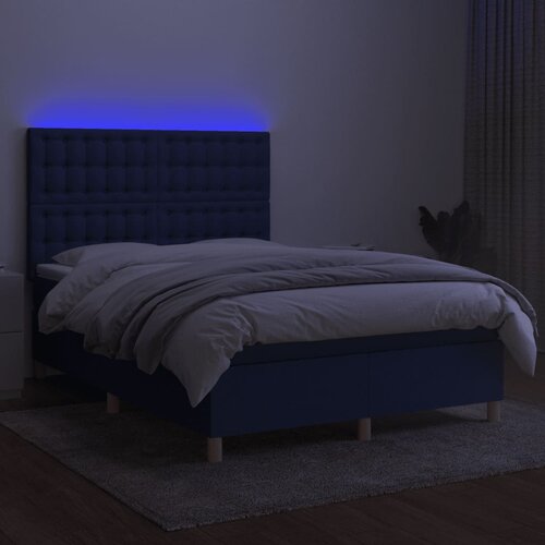  box spring s madracem LED plavi 140x200 cm od tkanine Slike