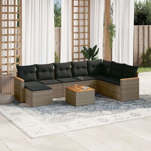  9-dijelni set vrtnih sofa od poliratana s jastucima sivi Cene