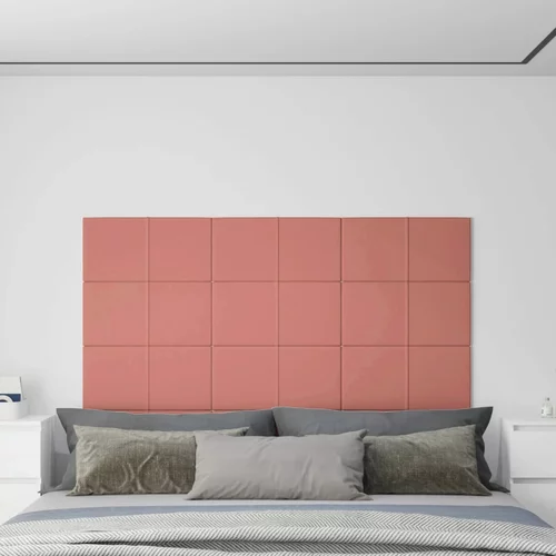  Zidne ploče baršunaste 12 kom ružičasti 60 x 30 cm 2,16 m²