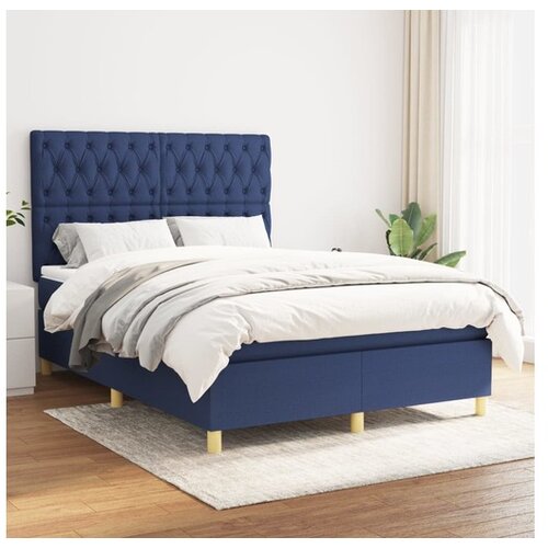 vidaXL Krevet s oprugama i madracem plavi 140 x 190 cm od tkanine Cijene