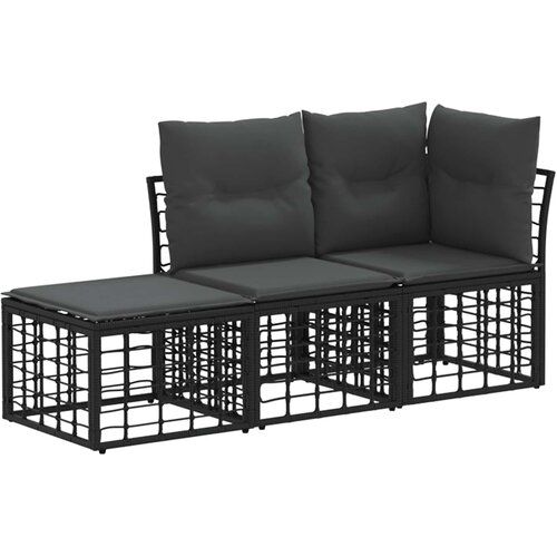  Set vanjskih sofa s jastukom 3 pcs Crna Poliester Cijene