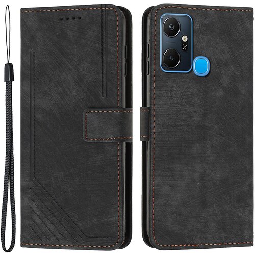 INORCO Za Infinix Smart 6 Plus (Indija) 4G usnjena torbica, stojalo, črte denarnice, vtisnjen ovitek za telefon na dotik kože, (22036895) Cene