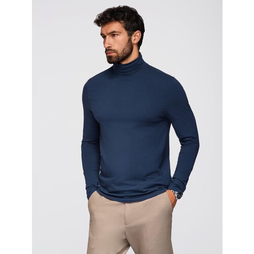 Ombre Men&amp;#039;s plain turtleneck longsleeve - navy blue Slike