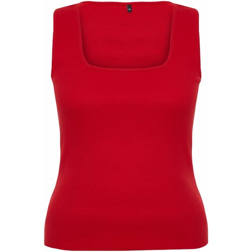 Trendyol Curve Red Square Collar Plain Basic Camisole Plus Size Athlete Cene