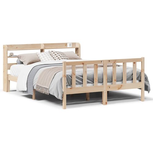 VidaXL Posteljni okvir brez vzmetnice 140x190 cm trdna borovina Slike