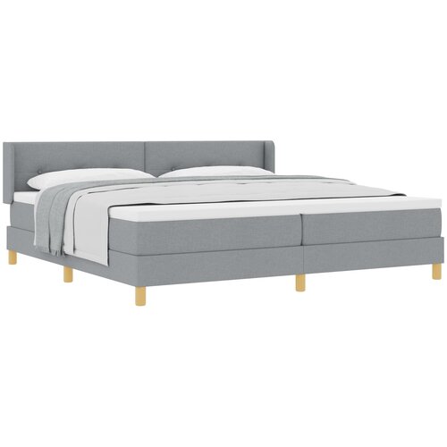 vidaXL Krevet s opružnom osnovom s madracem svjetlosiva 200x200 cm tkanina, Uzglavlje s dugmadi svjetlosiva 200 cm tkanina Cijene