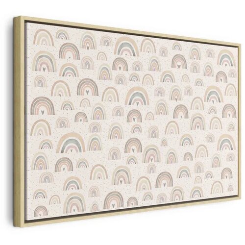  Slika - Spring - Pastel Rainbows with Hearts on a Rainy Day 120x80 U prirodnom drvenom okviru Cene