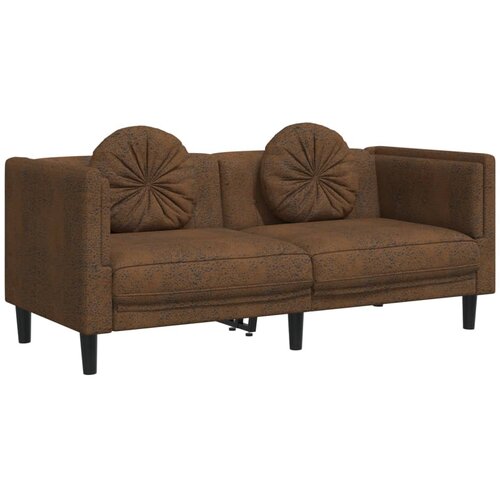 Maison Chic kavč - Sofa - Kanape dvosed z blazinami rjavi umetno semiš usnje, (21727084) Cene