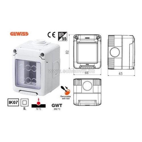 GEWISS GW27041 vodonepropusno kući&amp;scaron;te za sistemske uređaje - 1 banda - siva ral 7035 - ip55 Slike