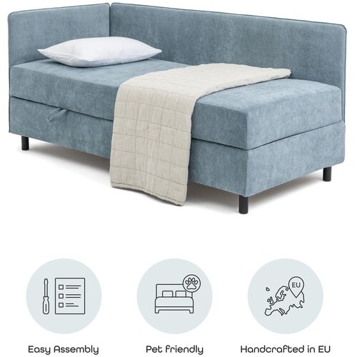 Bonami Selection Modra oblazinjena postelja s prostorom za shranjevanje z vzmetnico 120x200 cm Avela &amp;ndash; Slike