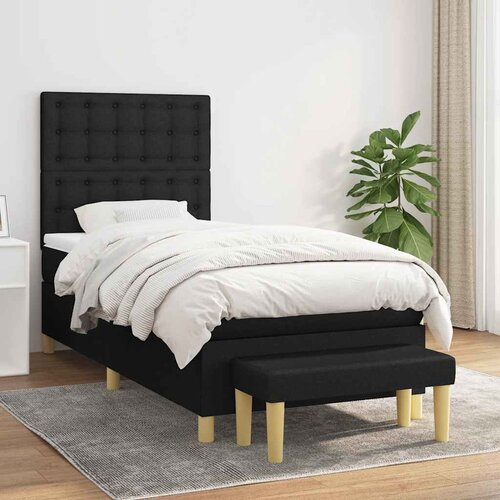  Box spring krevet s madracem crni 90x190 cm od tkanine Cijene