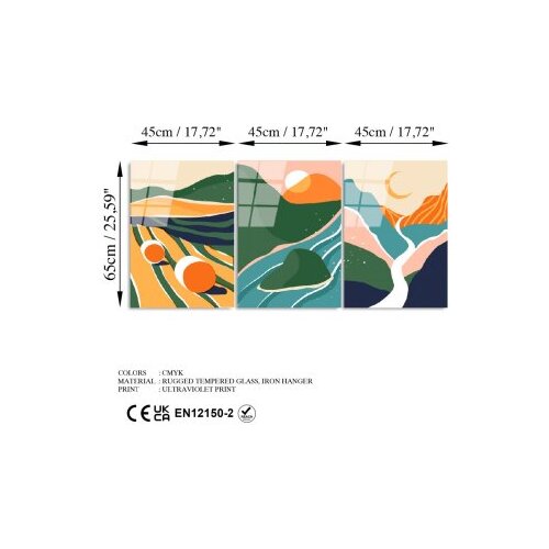 Wallity UV-946 - 45 x 65 multicolor decorative tempered glass painting (3 pieces) Cene