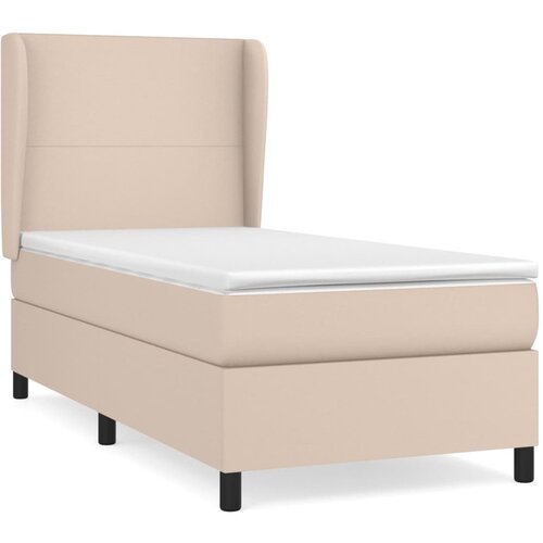 VidaXL Box spring postelja z vzmetnico kapučino 90x190 cm umetno usnje, (20902260) Slike