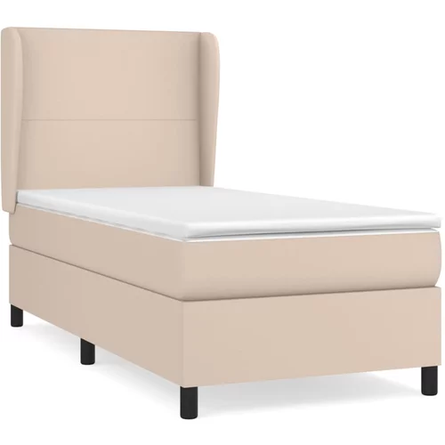 vidaXL Box spring postelja z vzmetnico kapučino 90x190 cm umetno usnje, (20902260)