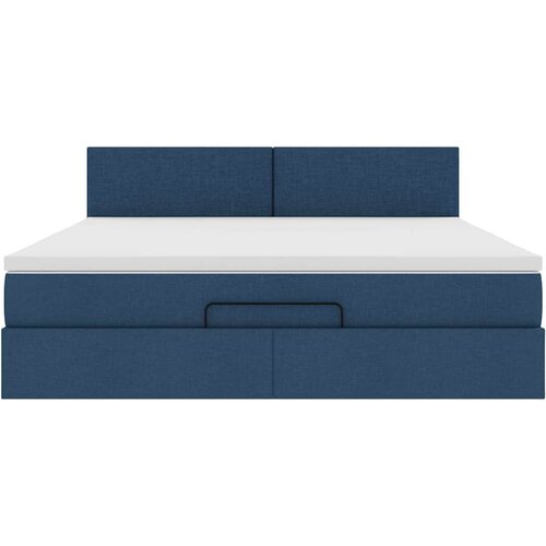  Otomanski krevet s madracem i LED plavi 160x200cm tkanine Slike