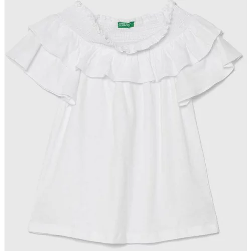United Colors Of Benetton Otroška kratka majica iz lanene mešanice bela barva