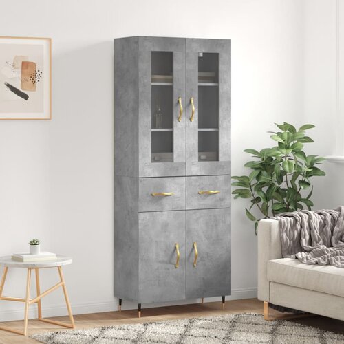 vidaXL Visoka komoda betonsko siva 69,5x34x180 cm inženirski les Cene