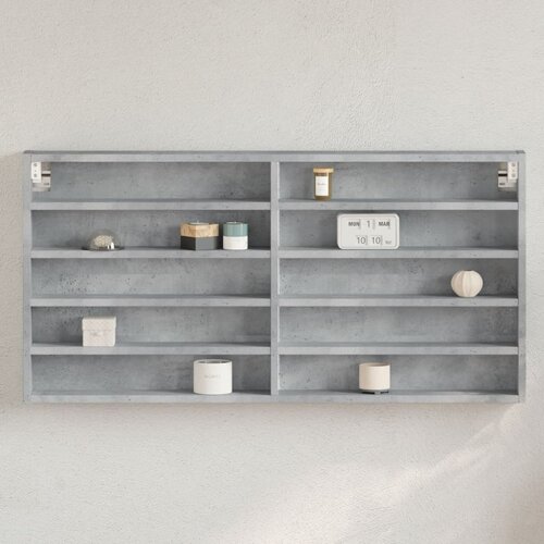 The Living Store Vitrina betonsko siva 100x8,5x50 cm inženirski les - Vitrina, (21554371) Slike