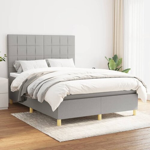 The Living Store Box spring postelja z vzmetnico svetlo siva 140x200 cm blago - Box Spring Postelja, (21515292) Slike