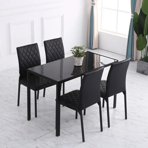  HOCMOM Set od 4 blagovaonske stolice Kuhinjske stolice 41 cm x 50 cm x 91 cm Crna Slike