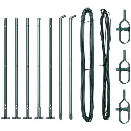 VidaXL Stupovi ograde s osnovnim pločama 7 kom &amp;Oslash;32mm 110cm Galvanizirani čelik Slike