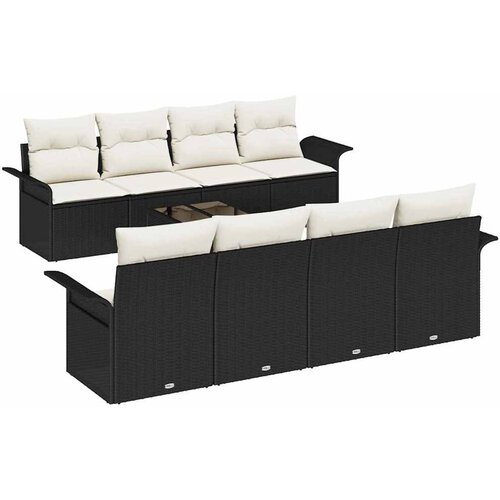 vidaXL Vrtna sedežna garnitura 9 pcs Črna in krem 55 x 55 x 37 cm, (5000020203) Cene