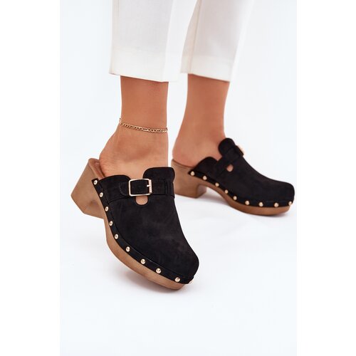 Boto Women's Heeled Slippers With Buckle Black Veldexina Cijene