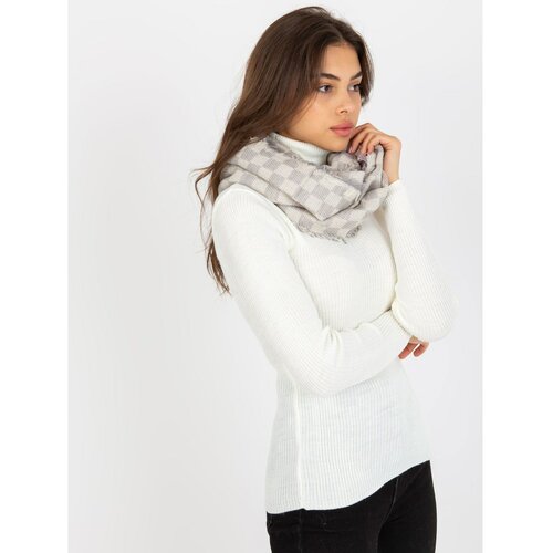 Fashion Hunters Ecru-gray women's scarf with wool Slike