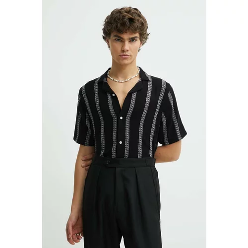 Hollister Co. Košulja s dodatkom lana boja: crna, regular