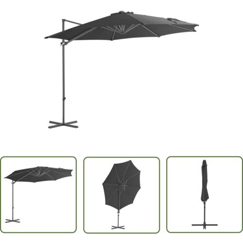  The Living Store Previsni senčnik z jeklenim drogom 300 cm antracit - Previsni Senčnik, (21742577) Slike